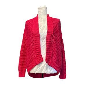 Moth Anthropologie Pink Cardigan Womens Sz XS Open Front High Low Chunky Knit